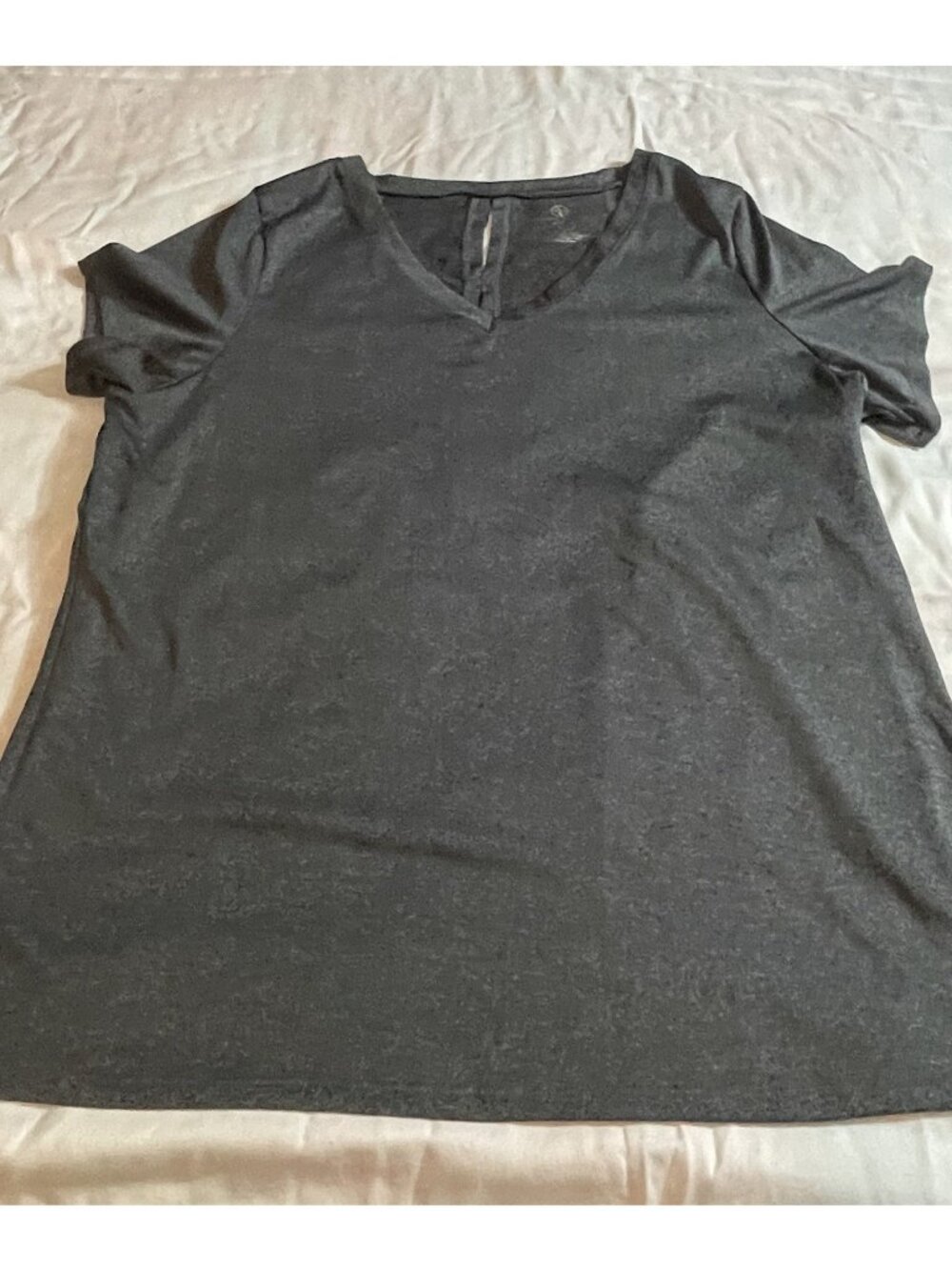 Adrienne Vittadini Top Womens Sz 1X Gray Sport Pullover Short Cut Out Sleeves
